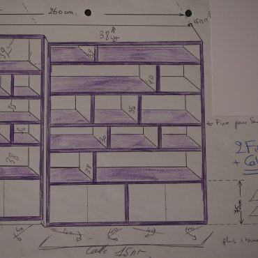 Plan bibliothèque contemporaine à ressaut