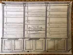 Grande bibliothèque en bois de châtaignier massif