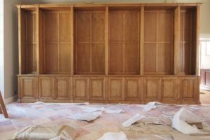 Grande bibliothèque de parquet en bois naturel pour un Château à Bordeaux