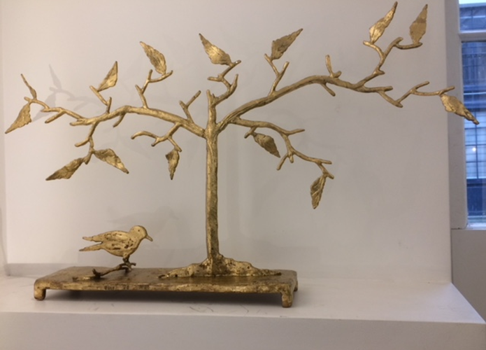 sculpture-dore-oiseau-arbre