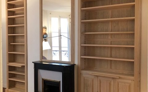 Meubles sur-mesure pour deux murs de refend de 22 cm de part et d autre d’une cheminée