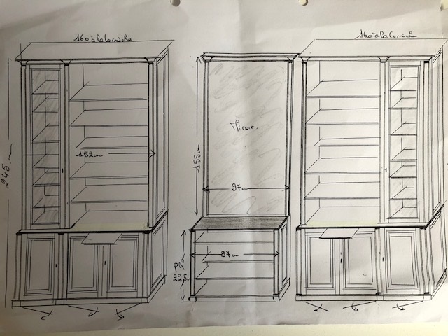 Bibus et paire de bibliothèques de style Louis XV