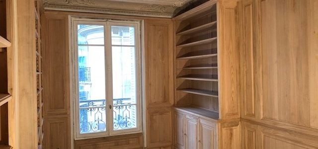 Bibliothèques et Boiseries sur mesure pour un bel appartement du 8ème arrondissement de Paris