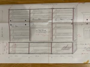 Grand Bibus en double corps de style Louis XVI en bois naturel brut