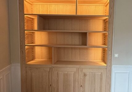 Bibliothèque conçue sur mesure dans un ancien passage de double portes